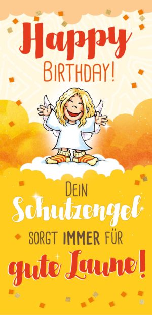 Grußschokolade Happy Birthday mit Schutzengel und Spruch