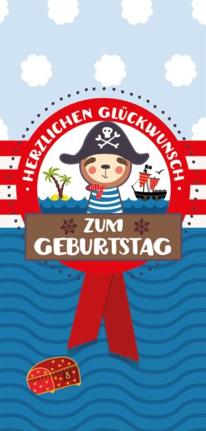 Grußschokolade Geburtstag mit Piratenbär