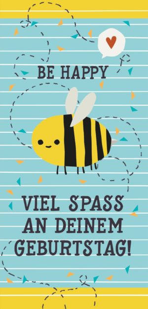 Grußschokolade Be Happy mit Biene und Geburtstagsspruch