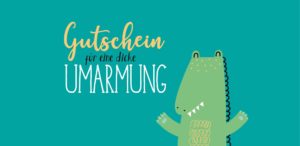Schokoladengrüße Umarmungsgutschein mit Dino