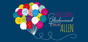 Schokoladengrüße Herzlichen Glückwunsch mit Glücksballons