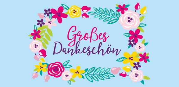 Schokoladengrüße Großes Dankeschön mit Blumenrahmen
