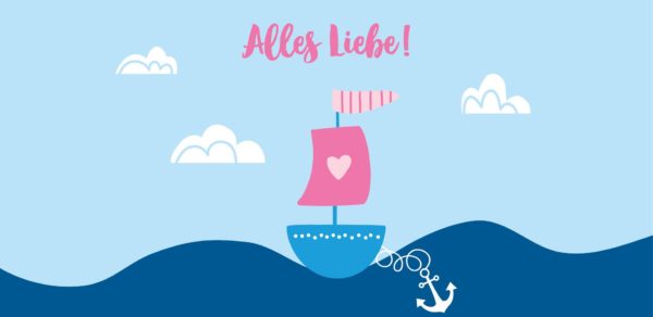 Grußschokolade Alles Liebe mit Schiff und Anker