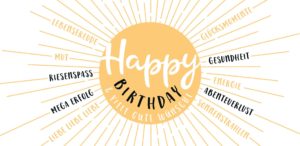 Grußschokolade Happy Birthday mit strahlender Sonne