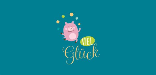 Grußschokolade Viel Glück mit Glücksschwein