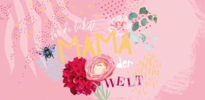 Grußschokolade für die liebste Mama der Welt mit Blumen und Biene