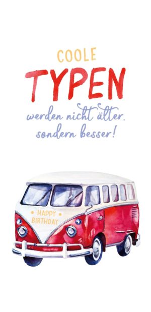 Grußschokolade mit rotem Bulli und Spruch