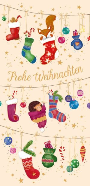 Grußschokolade Frohe Weihnachten mit Söckchen
