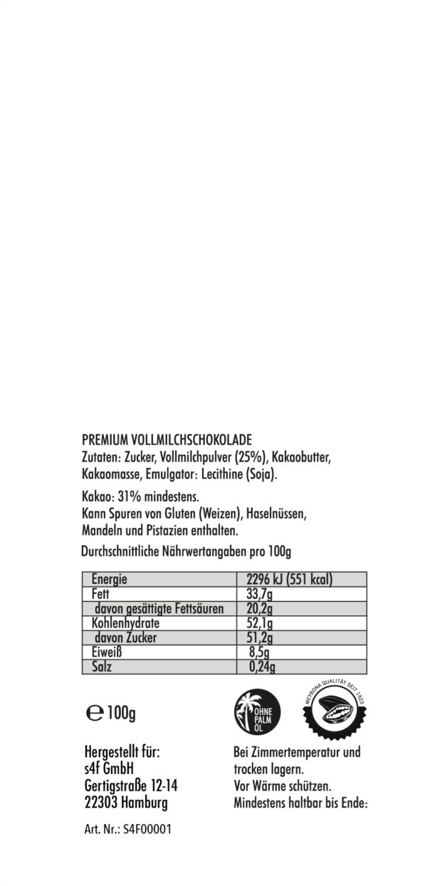 Grußschokolade Verpackung von hinten
